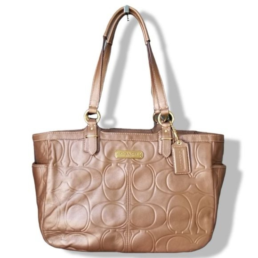 NWT Coach Gallery Embossed Leather Tote F20742 Brass/Copper Below $358 Retail